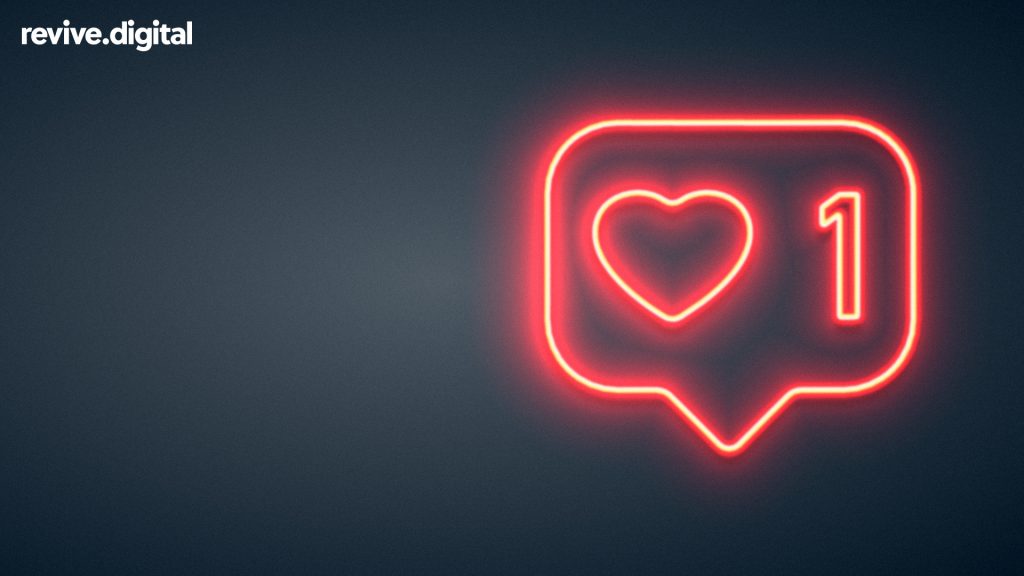 Love social media button in neon lights