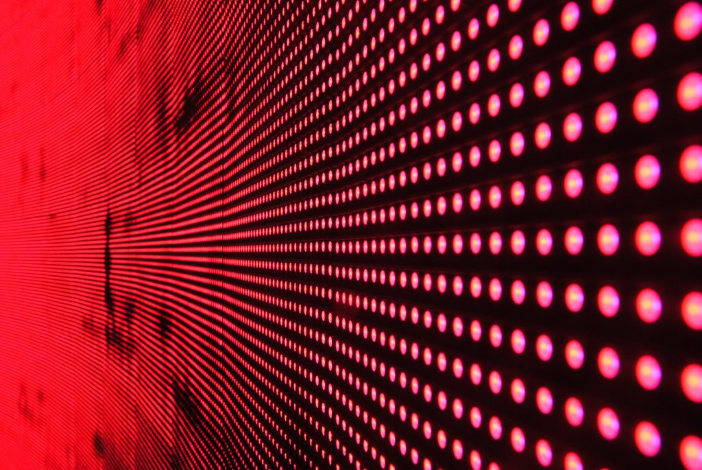 red lights in a wall