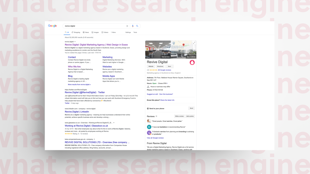 image of google search engine results