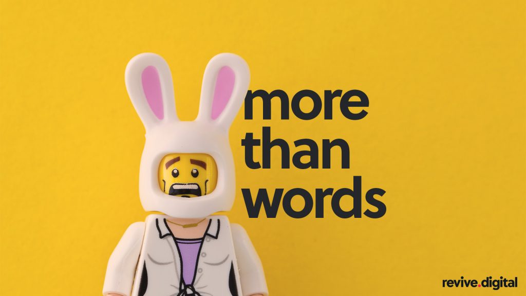 lego toy with a bunny helmet with a text more than words