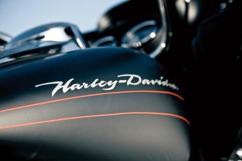 Harley Davidson logo in a motorbike