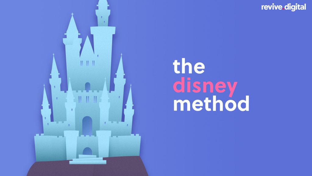 a castle cutout with a text the disney method