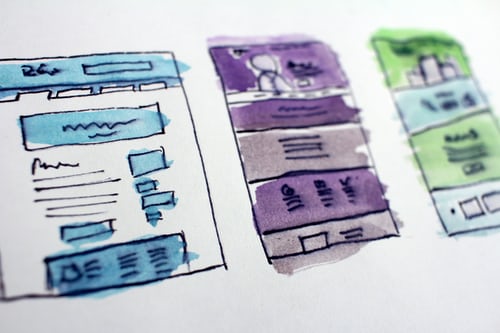 website design sketch in a piece of papaer