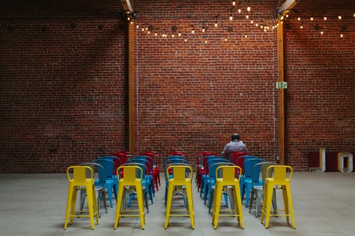 audience segmentation with coloured chairs